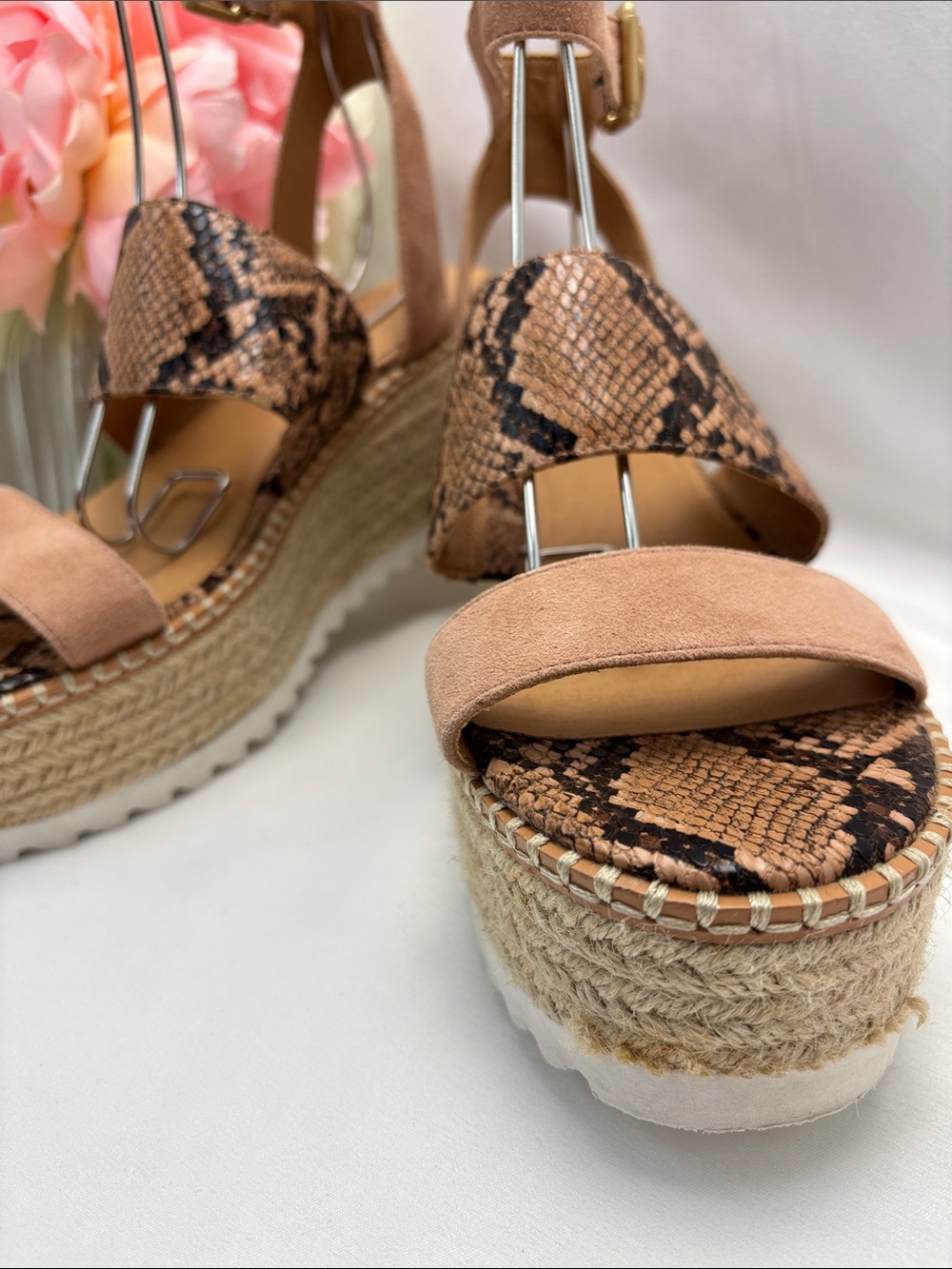 Crown Vintage Women’s 9.5 an Snake-Print Espadrille‎ Wedge Sandals #371 - Picture 4 of 12